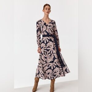 Tatuum Elegant Floral nordic Dress wrap tie euro 36 = 4/6 chic flowy maxi boho s